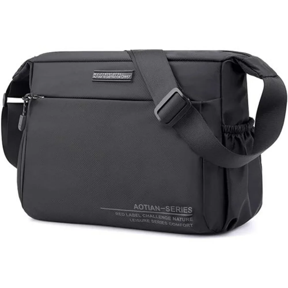 Mens nylon messenger bag waterproof lightweight crossbody shoulder purse for tra